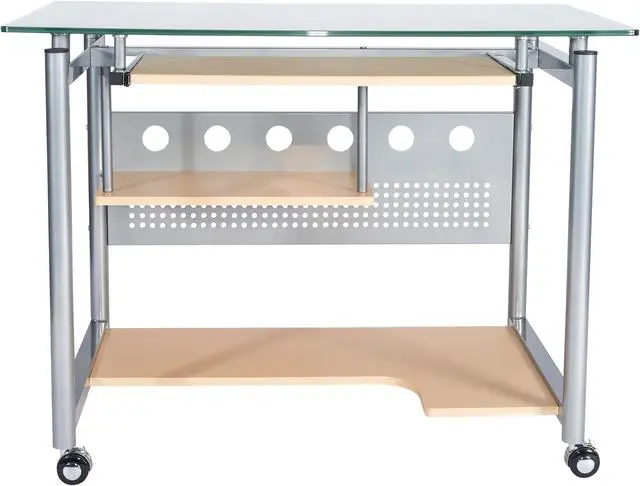 Alt view image 5 of 10 - Techni Mobili Frosted Glass Top Compact Computer Workstation Desk