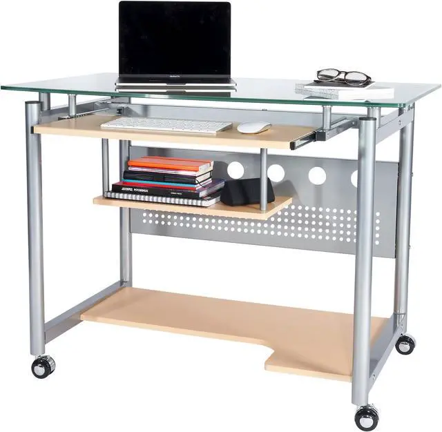 Alt view image 6 of 10 - Techni Mobili Frosted Glass Top Compact Computer Workstation Desk