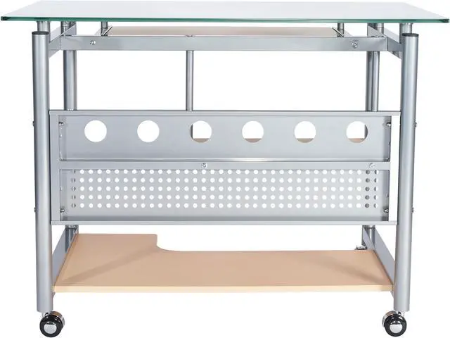 Alt view image 7 of 10 - Techni Mobili Frosted Glass Top Compact Computer Workstation Desk