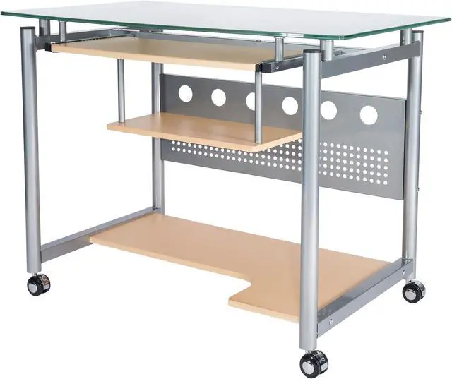 Alt view image 8 of 10 - Techni Mobili Frosted Glass Top Compact Computer Workstation Desk