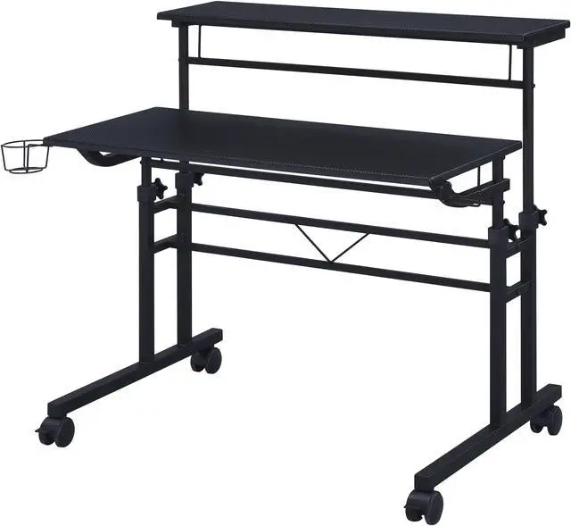 Alt view image 11 of 20 - Techni Mobili Rolling Writing Desk with Height Adjustable Desktop and Moveable Shelf, Black