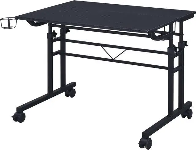 Alt view image 13 of 20 - Techni Mobili Rolling Writing Desk with Height Adjustable Desktop and Moveable Shelf, Black