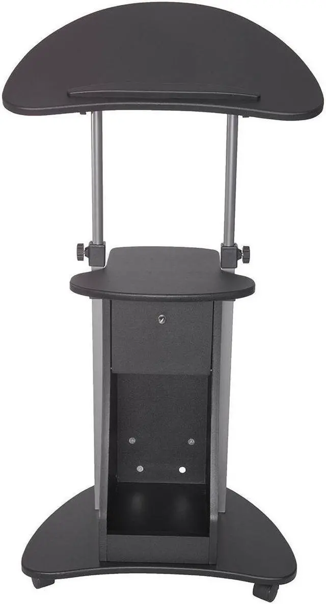 Alt view image 13 of 19 - Techni Mobili Sit-to-Stand Rolling Laptop Holder With Storage, Laptop Stand with Height Adjustable and Non Marking Caster Wheels, Black