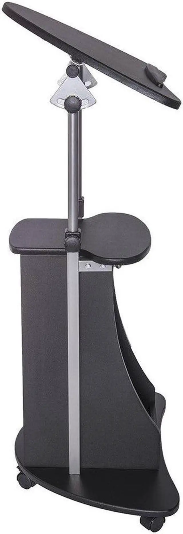 Alt view image 17 of 19 - Techni Mobili Sit-to-Stand Rolling Laptop Holder With Storage, Laptop Stand with Height Adjustable and Non Marking Caster Wheels, Black