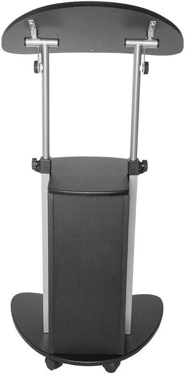 Alt view image 18 of 19 - Techni Mobili Sit-to-Stand Rolling Laptop Holder With Storage, Laptop Stand with Height Adjustable and Non Marking Caster Wheels, Black