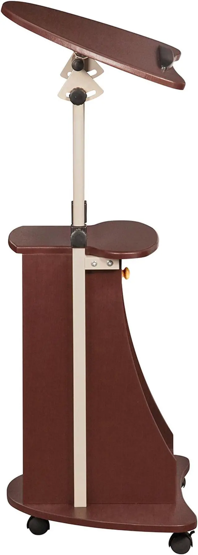 Alt view image 6 of 16 - Techni Mobili Sit-to-Stand Rolling Laptop Holder With Storage, Laptop Stand with Height Adjustable and Non Marking Caster Wheels, Chocolate