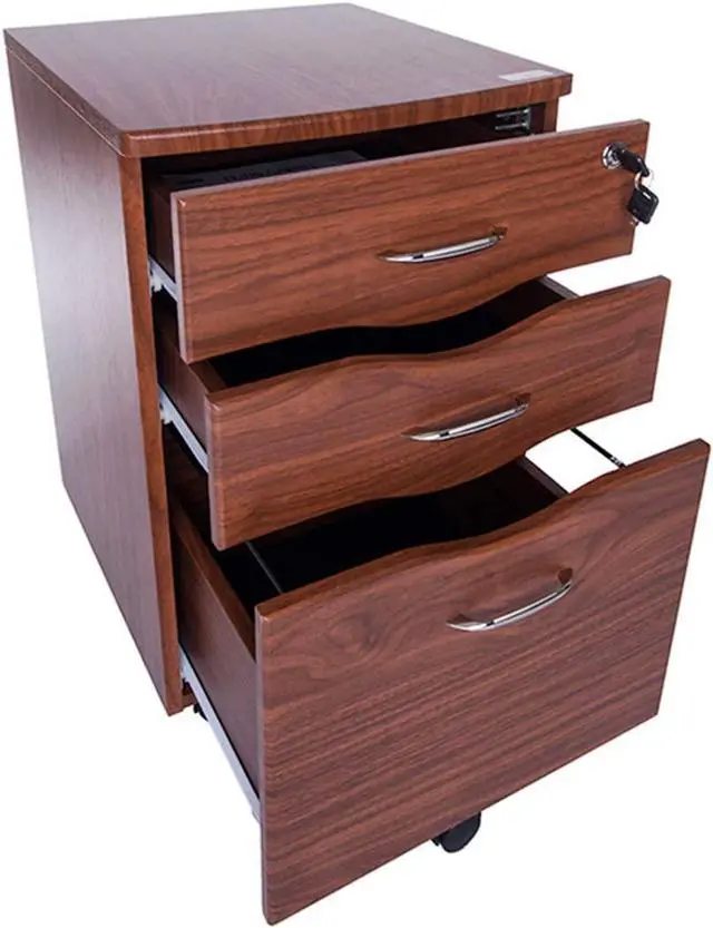 Alt view image 9 of 13 - Techni Mobili Rolling storage and File Cabinet. Color: Mahogany