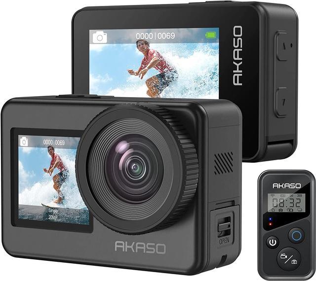 AKASO Brave 7 4K30FPS 20MP WiFi Action Camera with Touch Screen IPX8 33FT  Waterproof Camera EIS 2.0 Zoom Support External Mic Voice Control with 2X
