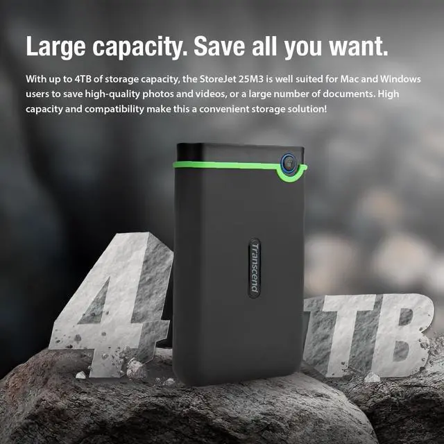 Alt view image 17 of 17 - Transcend Storejet 25M3 Ts-2Tsj25m3g 2 Tb Portable Hard Drive - 2.5" External - Military Green