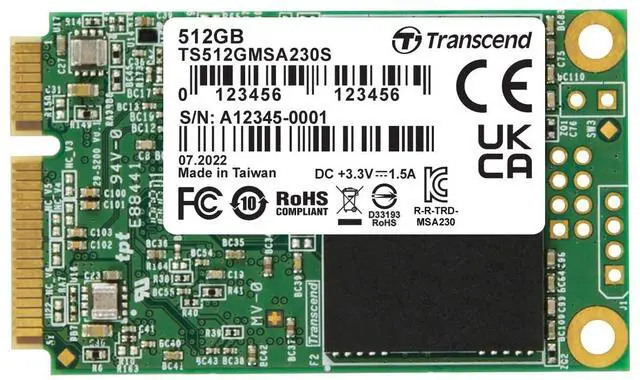 Main image of Transcend 512GB mSATA SSD with Dram Cache, Up to 560MB/s, Mini SATA III 6G/s Internal Solid State Drive for Ultrabook, Desktop, Tablet, PC, GPS, Server, 3D TLC NAND Flash, LDPC Error Correction, ECC