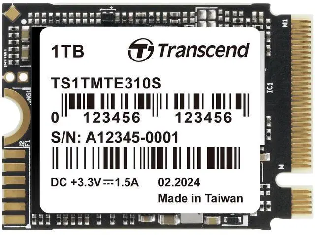 Main image of Transcend 1TB M.2 2230 SSD, Up to 5,000MB/s, PCIe Gen4x4 NVMe 3D TLC NAND, for Steam Deck, ROG Ally, Surface Pro, MSI Claw, Legion Go, Mini PCs, Handheld Gaming Devices, SLC Cache, Single-Sided, M-Key