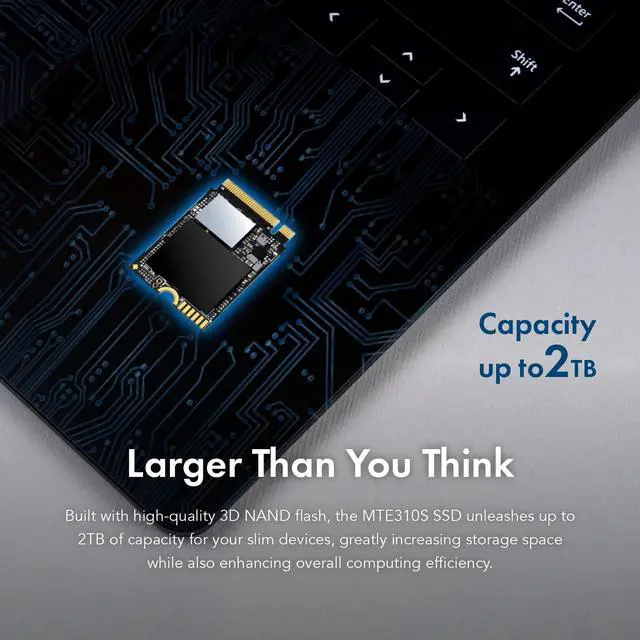 Alt view image 2 of 7 - Transcend 1TB M.2 2230 SSD, Up to 5,000MB/s, PCIe Gen4x4 NVMe 3D TLC NAND, for Steam Deck, ROG Ally, Surface Pro, MSI Claw, Legion Go, Mini PCs, Handheld Gaming Devices, SLC Cache, Single-Sided, M-Key