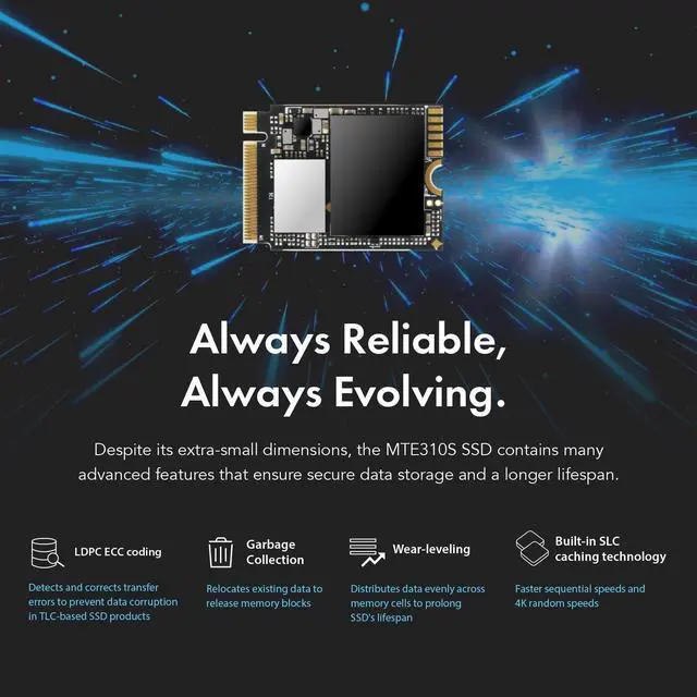 Alt view image 3 of 7 - Transcend 1TB M.2 2230 SSD, Up to 5,000MB/s, PCIe Gen4x4 NVMe 3D TLC NAND, for Steam Deck, ROG Ally, Surface Pro, MSI Claw, Legion Go, Mini PCs, Handheld Gaming Devices, SLC Cache, Single-Sided, M-Key