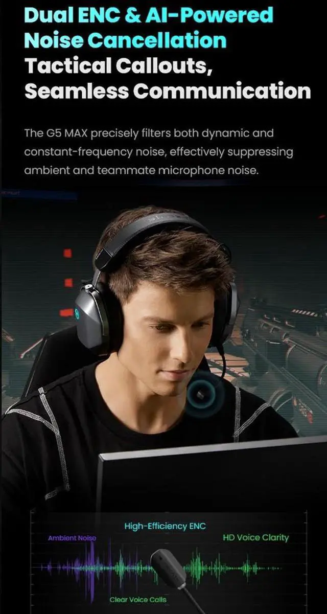 Alt view image 6 of 7 - Hecate by Edifier G5 MAX Quad-Mode Gaming Headset Equipped with THX 7.1.4 Spatial Audio+
put you at the center of a 360° soundfield.
