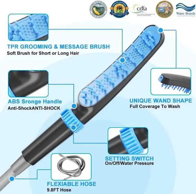 Alt view image 4 of 7 - Pet Shower Attachment for Tub Spout, Dog Bathtub Shower Sprayer Attachment, Pet Bath Brush and Scrubber Adjustable Water Flow Dog Washing Shower Attachment