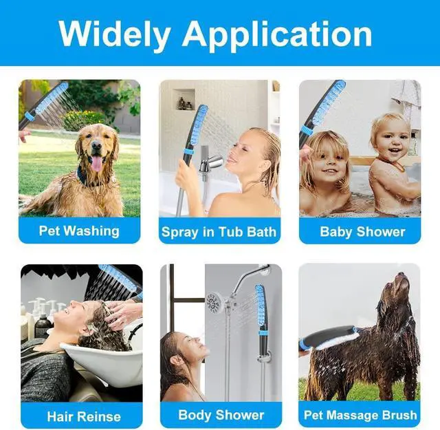 Alt view image 5 of 7 - Pet Shower Attachment for Tub Spout, Dog Bathtub Shower Sprayer Attachment, Pet Bath Brush and Scrubber Adjustable Water Flow Dog Washing Shower Attachment