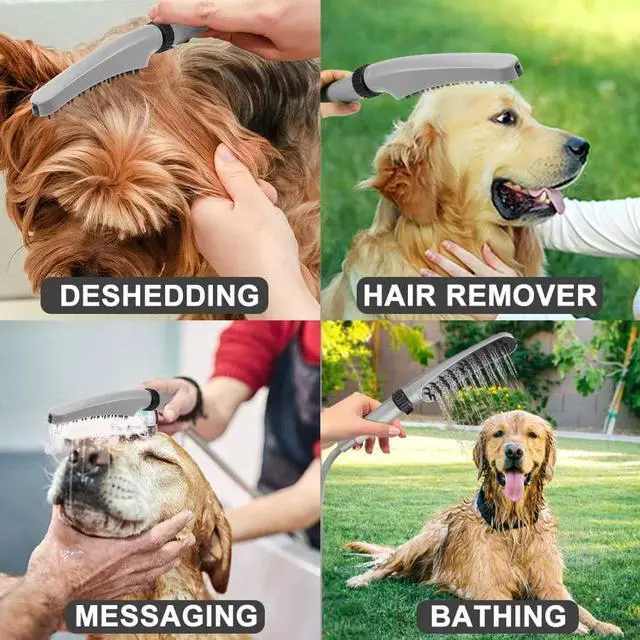 Alt view image 6 of 7 - Pet Shower Attachment Wand Pro Dog Washing Shower Hose Attachment with 9.8FT Flexiable Hose,Pet Bath Brushes and Scrubber Adjustable Water Flow Dog Showerhead Sprayer Attachment