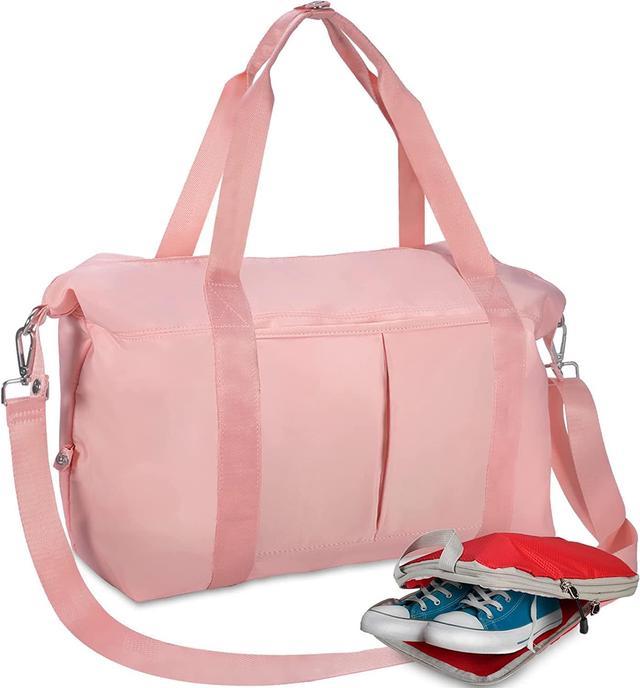Gym Bag for Women Cute Travel Duffle Bags with Shoes Compartment - Pink