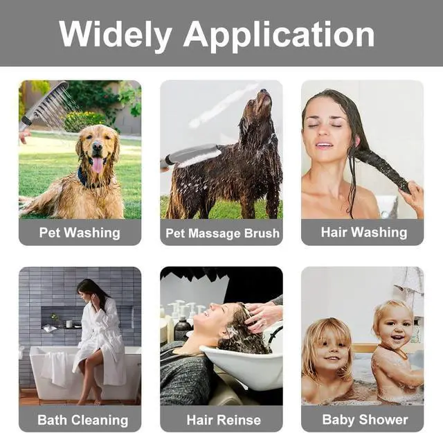 Alt view image 7 of 7 - Pet Shower Attachment Wand Pro Dog Washing Shower Hose Attachment with 9.8FT Flexiable Hose,Pet Bath Brushes and Scrubber Adjustable Water Flow Dog Showerhead Sprayer Attachment