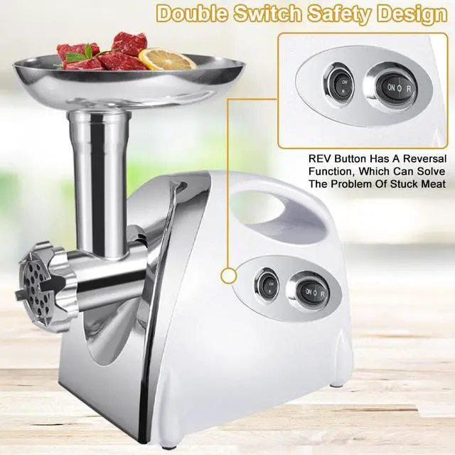 Alt view image 4 of 7 - Meat Grinder Electric Ground Beef Machine Heavy Duty Sausage Stuffer Maker Stainless Steel Chicken Bones Food Grinders 110V 3000W Meat Mincer with 3/5/7mm Grinding Plate  Kubbe Attachment for home use