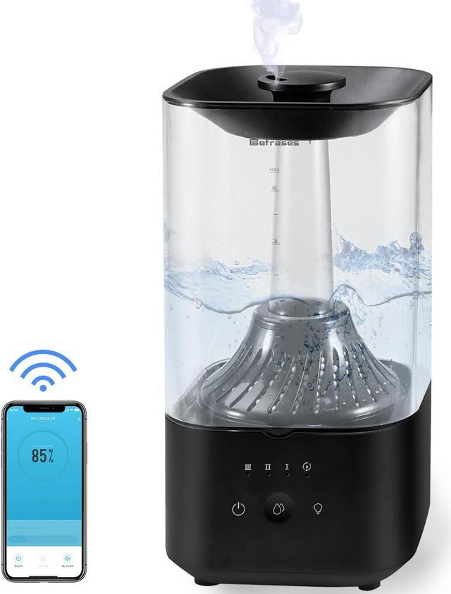humidifiers for bedroom large room with essential oil diffuser, 4L cool  mist top fill ultrasonic humidifier with 3 Mist Levels for Baby, Plants,  travel humidifiers with Wifi Smart control 