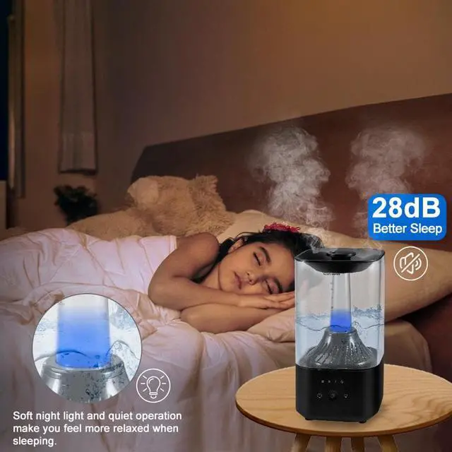 Alt view image 5 of 7 - humidifiers for bedroom large room with essential oil diffuser, 4L cool mist top fill ultrasonic humidifier with 3 Mist Levels for Baby, Plants, travel humidifiers with Wifi Smart control