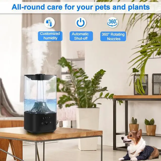 Alt view image 7 of 7 - humidifiers for bedroom large room with essential oil diffuser, 4L cool mist top fill ultrasonic humidifier with 3 Mist Levels for Baby, Plants, travel humidifiers with Wifi Smart control