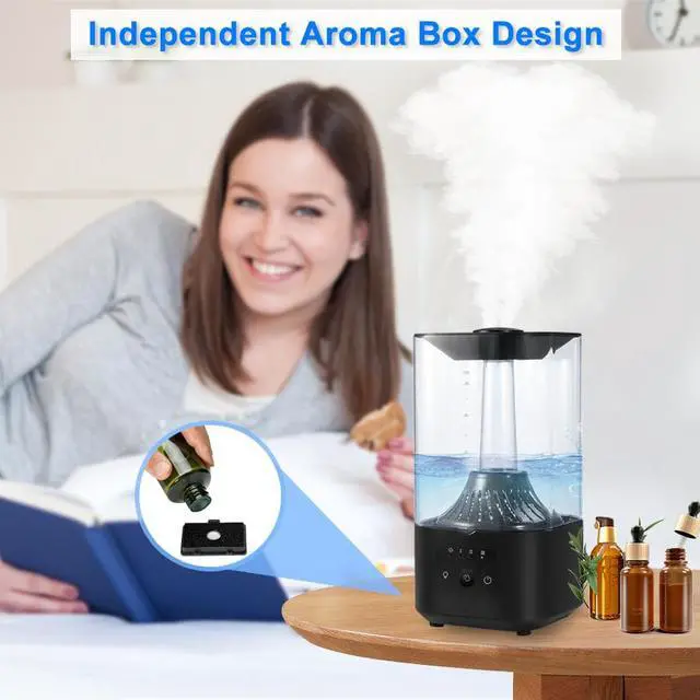 Alt view image 4 of 7 - humidifiers for bedroom large room with essential oil diffuser, 4L cool mist top fill ultrasonic humidifier with 3 Mist Levels for Baby, Plants, travel humidifiers with Wifi Smart control