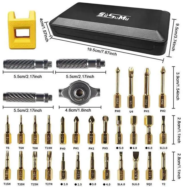 Alt view image 2 of 7 - SUSUMU Ratchet screwdriver set, 30-in-1 manual multi-function ratchet set precision Repair Tool Set Multi-function manual screwdriver set with S2 alloy steel bit
