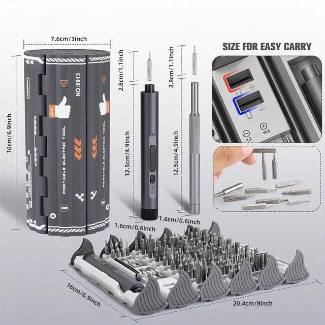 Alt view image 2 of 7 - SUSUMU Notebook precision disassembly maintenance rechargeable electric screwdriver set LED digital display high-end, powerful motor, five-speed torque adjustment,  S2, aluminum alloy