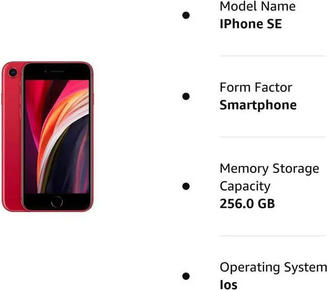 Alt view image 5 of 5 - Apple iPhone SE Gen 2 (2020) 256GB Fully Unlocked Red Very Good - Grade A-