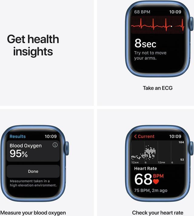 Alt view image 5 of 6 - Apple iWatch Series 7 45MM Blue Aluminum Case with Blue Sport Band (GPS + Cellular) - Refurbished Good