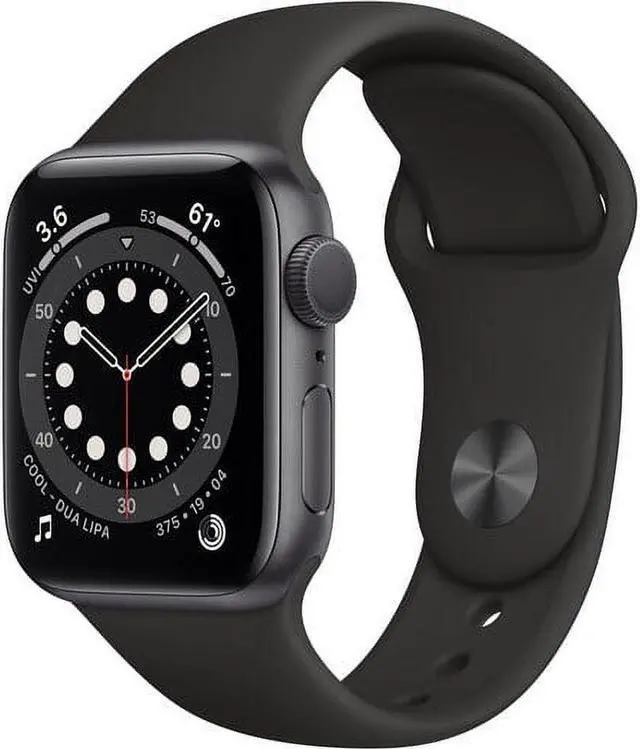 Main image of Apple iWatch Series 6 44MM Space Gray Aluminum Case with Black Sport Band (GPS + Cellular) - Refurbished Very Good