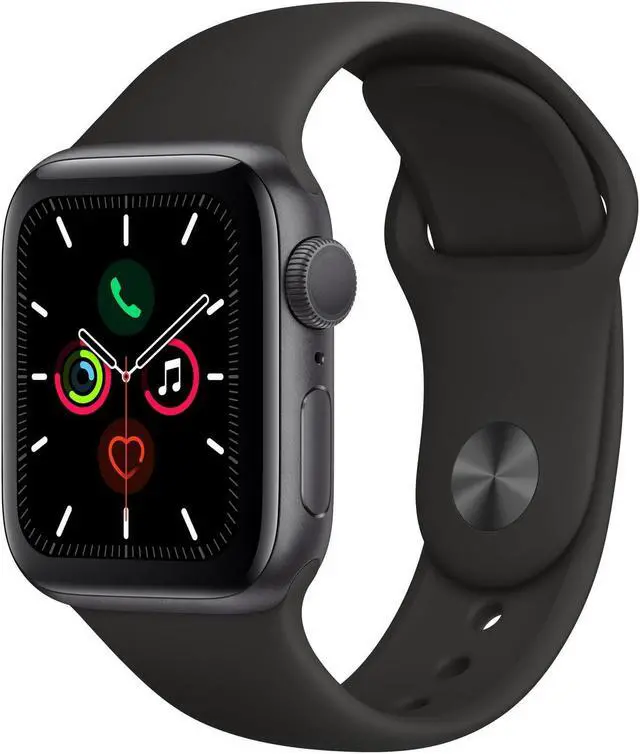Main image of Apple iWatch Series 5 44MM Space Gray Aluminum Case with Black Sport Band (GPS Only) - Refurbished Good