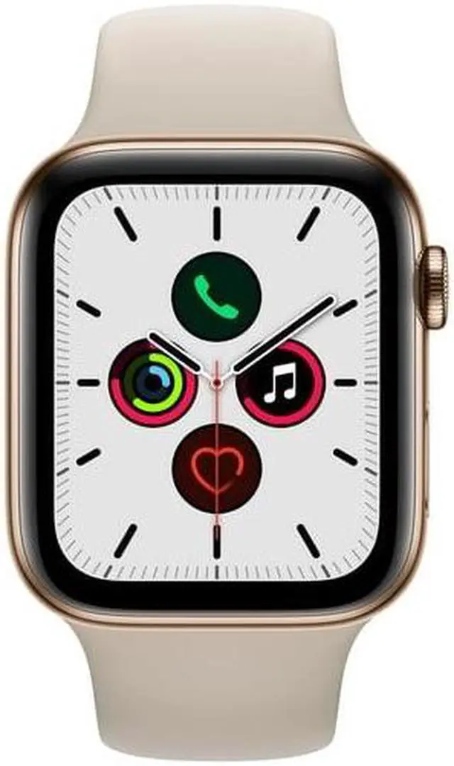 Alt view image 3 of 5 - Apple iWatch Series 5 44MM Gold Stainless Steel Case with Stone Sport Band (GPS + Cellular) - Grade A