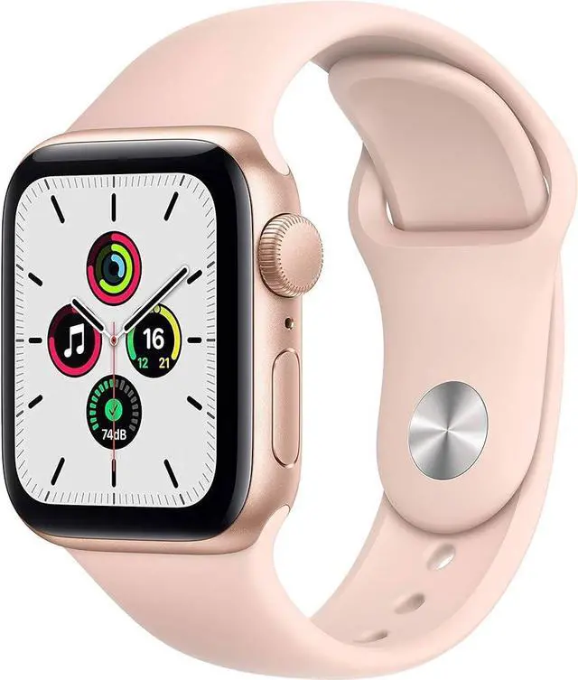 Main image of Apple Watch Series SE 40MM Gold Aluminum Case with Pink Sport Band (GPS + Cellular) - Refurbished Very Good