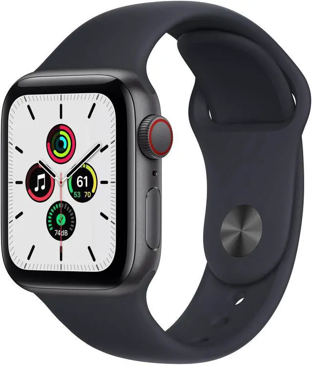 Main image of Apple Watch Series SE 44MM Space Gray Aluminum Case with Black Sport Band (GPS + Cellular) - Refurbished Very Good