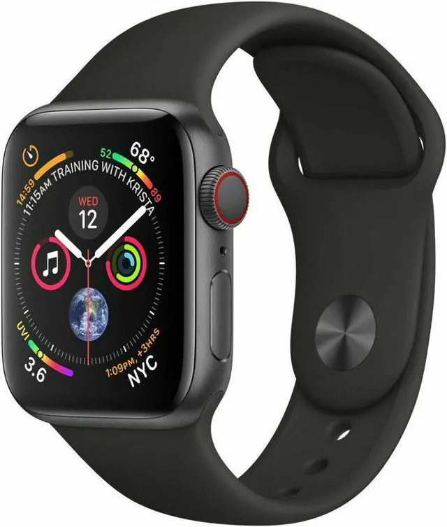 Main image of Apple Watch 44MM Series 4 GPS & Cellular Black Stainless Steel Black Sport Band-Refurbished Very Good