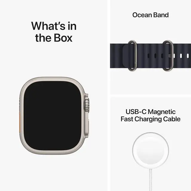 Alt view image 3 of 4 - Apple Watch Ultra [GPS + Cellular 49mm] Smart Watch w/Rugged Titanium Case & Midnight Ocean Band-Refurbished Very Good