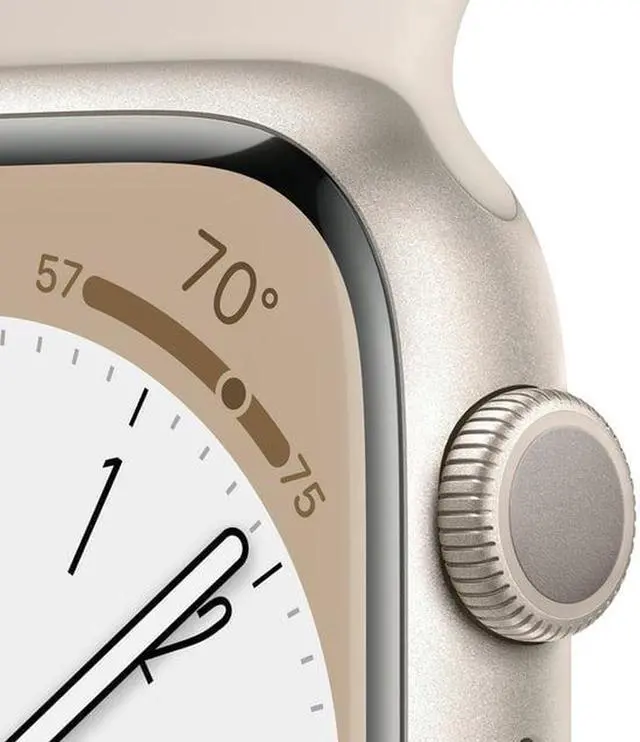 Alt view image 5 of 5 - Apple Watch Series 8 (GPS 45MM) - Starlight Aluminum Case with White Sport Band-Refurbished Very Good