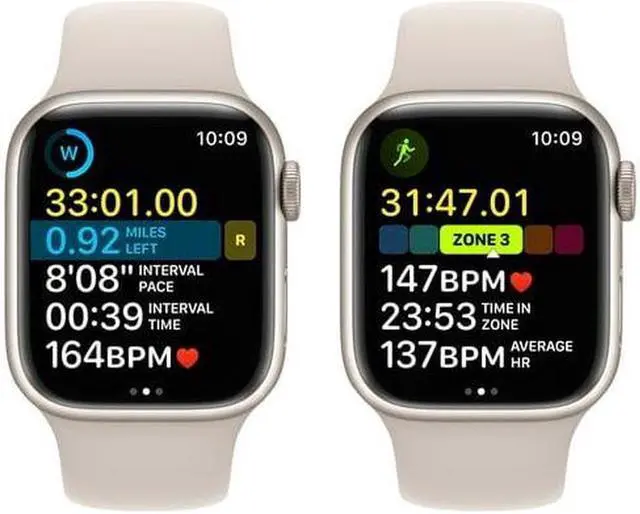 Alt view image 3 of 5 - Apple Watch Series 8 (GPS 45MM) - Starlight Aluminum Case with White Sport Band-Refurbished Very Good