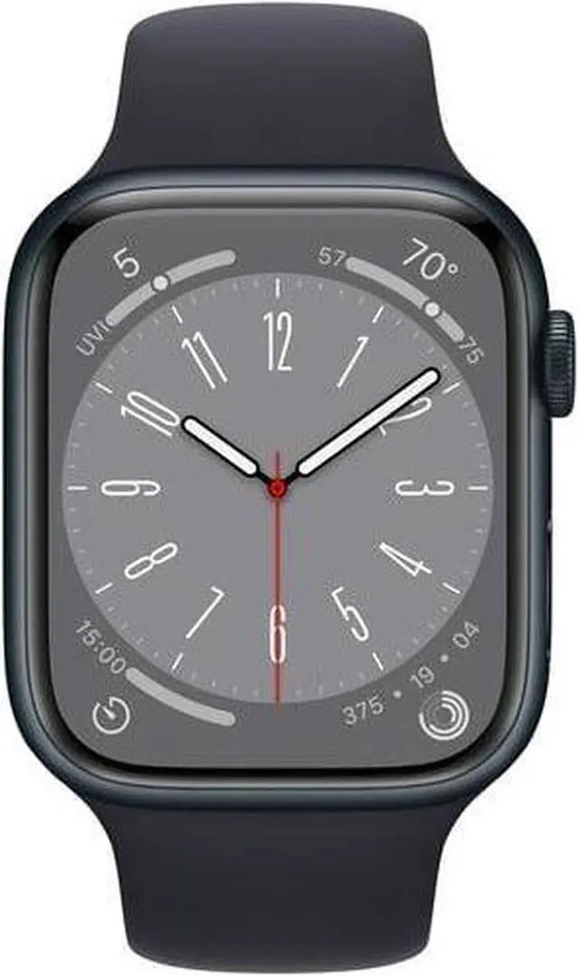 Alt view image 2 of 6 - Apple Watch Series 8 [GPS, 45mm] Midnight Aluminum Case with Midnight Sport Band-Refurbished Very Good