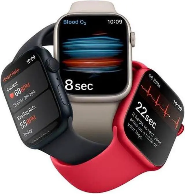 Alt view image 5 of 6 - Apple Watch Series 8 [GPS, 45mm] Midnight Aluminum Case with Midnight Sport Band-Refurbished Very Good