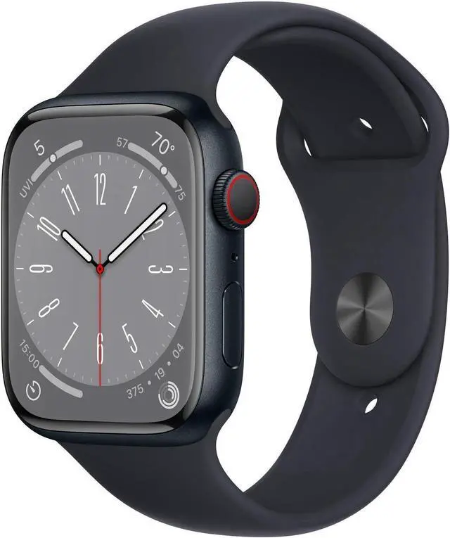 Alt view image 4 of 6 - Apple Watch Series 8 [GPS, 45mm] Midnight Aluminum Case with Midnight Sport Band-Refurbished Very Good