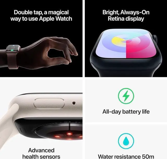 Alt view image 5 of 5 - Apple Watch Series 9 [GPS + Cellular45mm] Midnight Aluminum Case with Midnight Sport Band-Refurbished Very Good