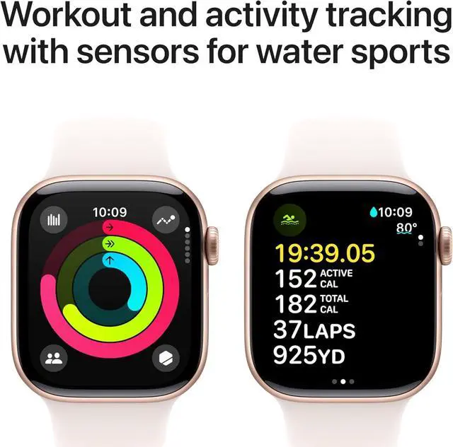 Alt view image 3 of 6 - Apple Watch Series 10 [GPS + Cellular 42mm] Rose Gold Aluminum Case with Starlight Sport Band-Grade A