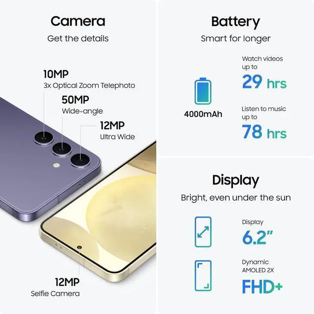 Alt view image 6 of 7 - Samsung Galaxy S24 5G 128GB Factory Unlocked Amber Yellow-Grade A