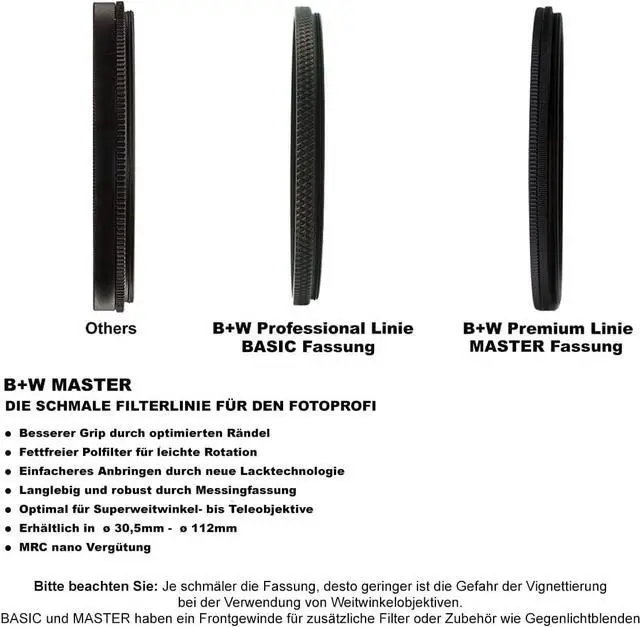 Alt view image 7 of 7 - B+W 67mm MASTER UV Haze MRC Nano 010M Glass Filter