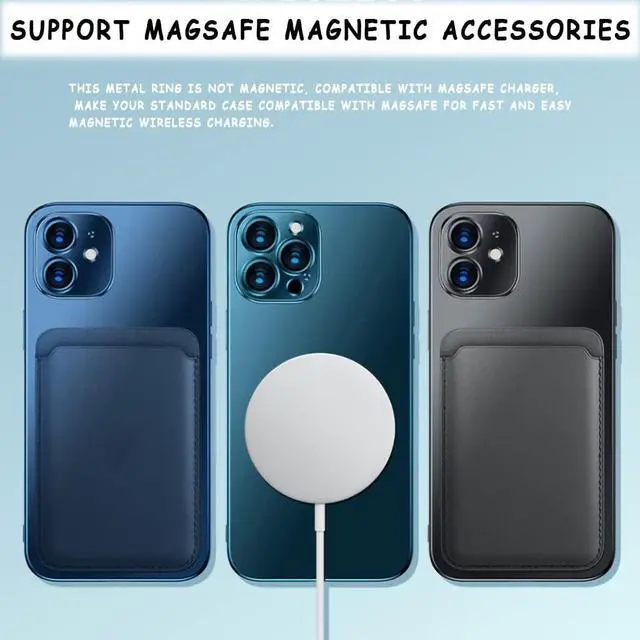 Alt view image 7 of 7 - 12 Pcs Magnetic Wireless Charging Metal Ring with Sticker, Universal Ultra Thin Notched and Round Alphabet Ring Conversion Kit Compatible with MagSafe iPhone 13 12 Pro Mini Max Galaxy S21, 3 Colors