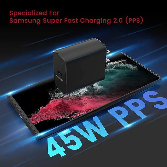 Alt view image 2 of 7 - S24 S23 S22 Ultra Charger, 45W USB-C Super Fast Charger Type C PPS/PD Wall Charging Block for Samsung Galaxy S24/S23/S22 Ultra/S22 Plus/S22/S20 Ultra/Note 20/Note 10+, Galaxy Tab(6.6ft Cable, Black)